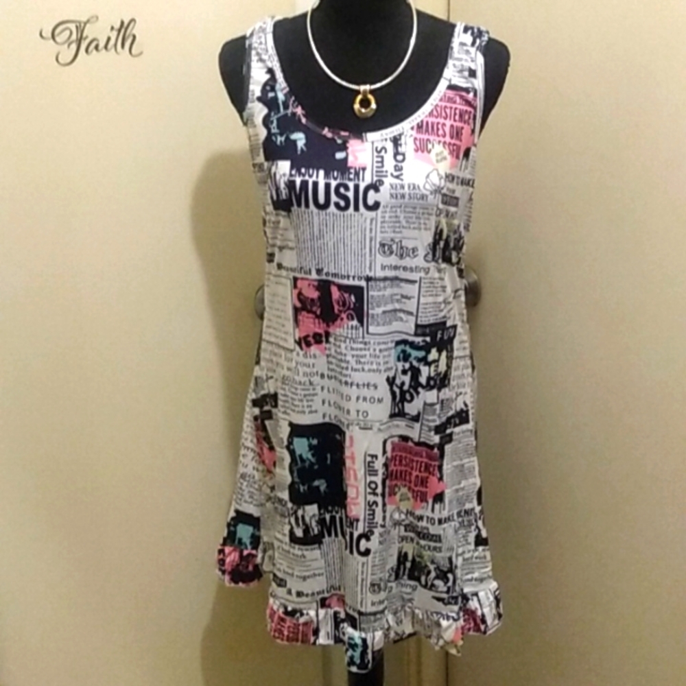 D) Multi Colored News Night Gown Size XL